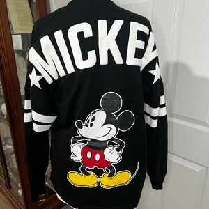 Disney Black Mickey Mouse Graphic Jersey with White, Red & Yellow Accents